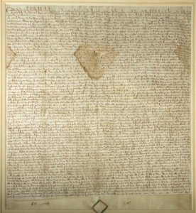 A 1297 Copy of the Magna Carta on Display in the Members